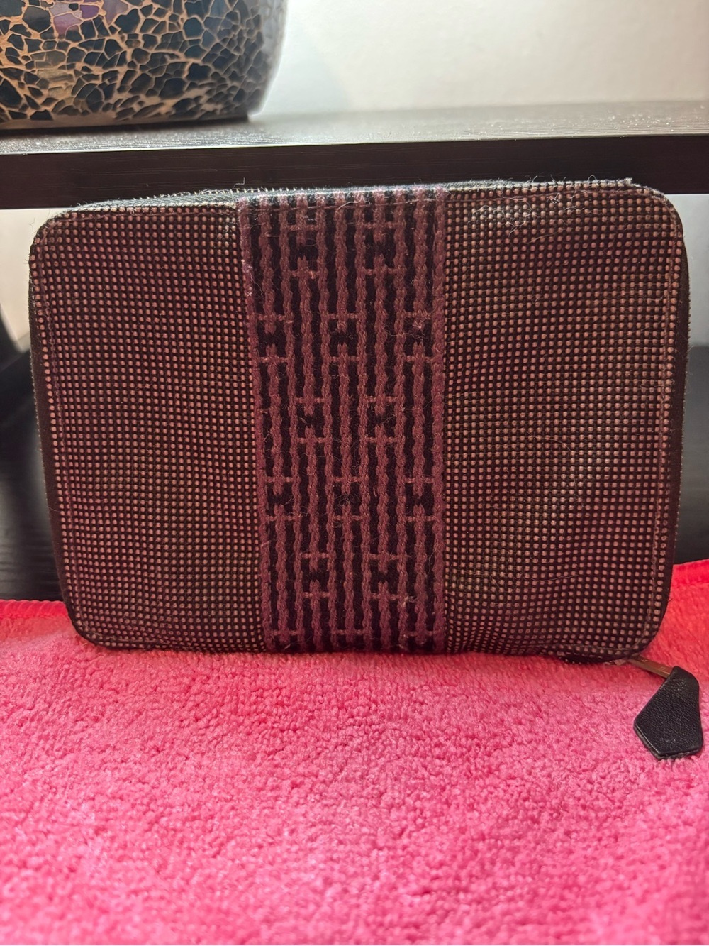 Authentic HERMES Herline Canvas Zip-Around Long Wallet / Organizer - VGUC